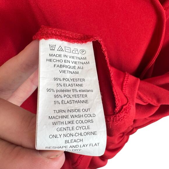 Michael Kors Red Short Flutter Sleeve V-Neck Stretchy Lightweight Blouse Size M - Picture 6 of 6